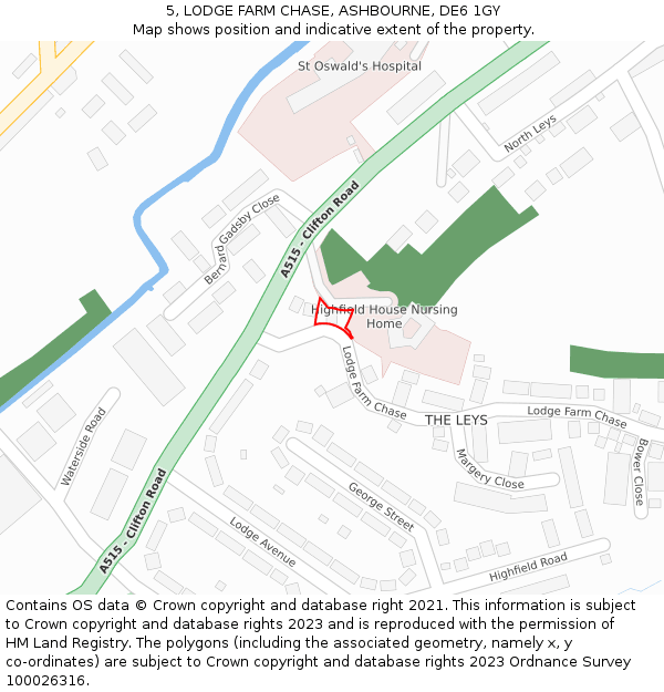 5, LODGE FARM CHASE, ASHBOURNE, DE6 1GY: Location map and indicative extent of plot