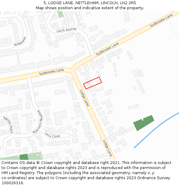 5, LODGE LANE, NETTLEHAM, LINCOLN, LN2 2RS: Location map and indicative extent of plot