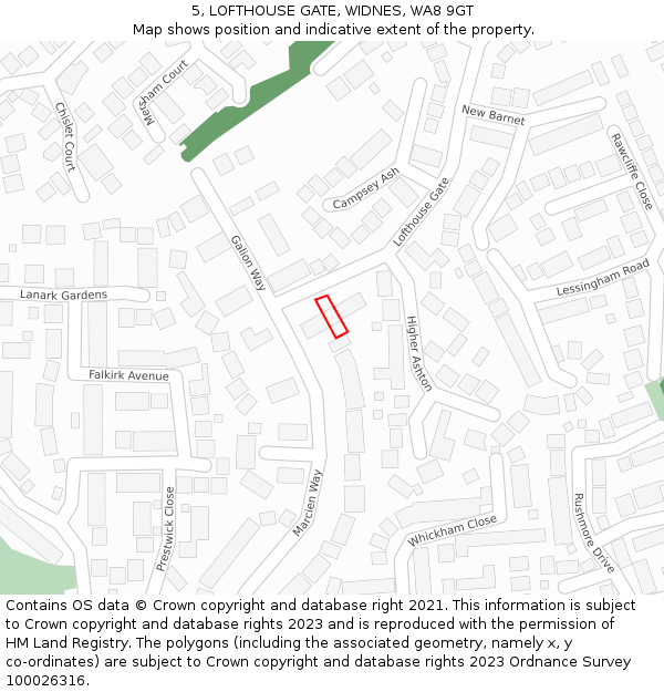 5, LOFTHOUSE GATE, WIDNES, WA8 9GT: Location map and indicative extent of plot