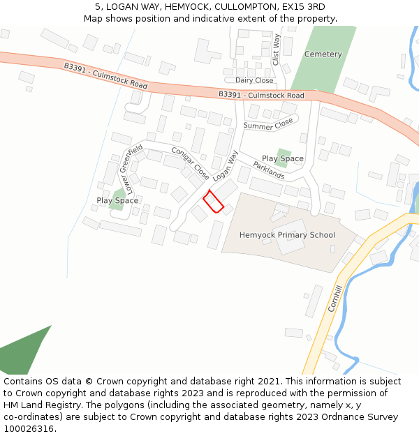 5, LOGAN WAY, HEMYOCK, CULLOMPTON, EX15 3RD: Location map and indicative extent of plot
