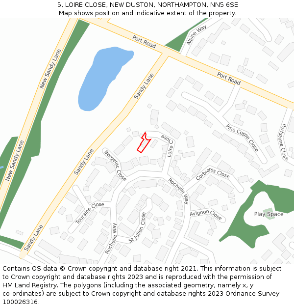 5, LOIRE CLOSE, NEW DUSTON, NORTHAMPTON, NN5 6SE: Location map and indicative extent of plot