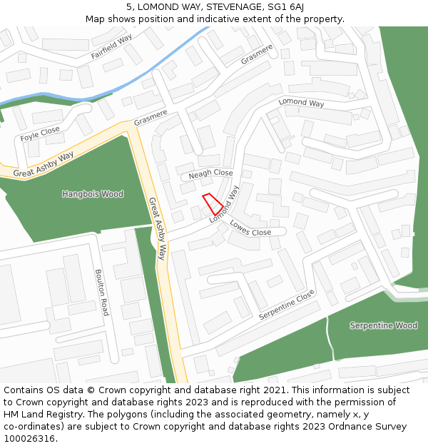 5, LOMOND WAY, STEVENAGE, SG1 6AJ: Location map and indicative extent of plot