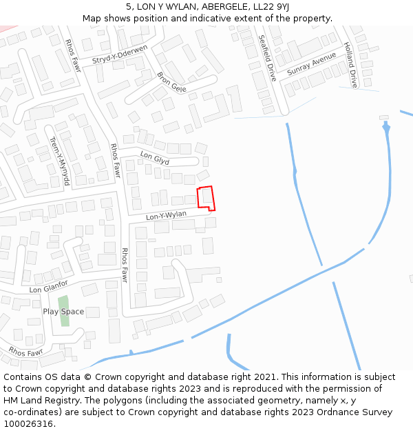 5, LON Y WYLAN, ABERGELE, LL22 9YJ: Location map and indicative extent of plot