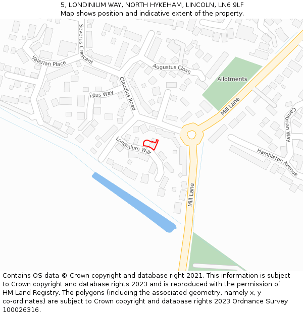 5, LONDINIUM WAY, NORTH HYKEHAM, LINCOLN, LN6 9LF: Location map and indicative extent of plot