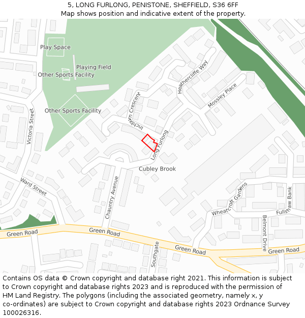 5, LONG FURLONG, PENISTONE, SHEFFIELD, S36 6FF: Location map and indicative extent of plot