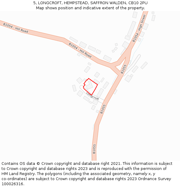 5, LONGCROFT, HEMPSTEAD, SAFFRON WALDEN, CB10 2PU: Location map and indicative extent of plot