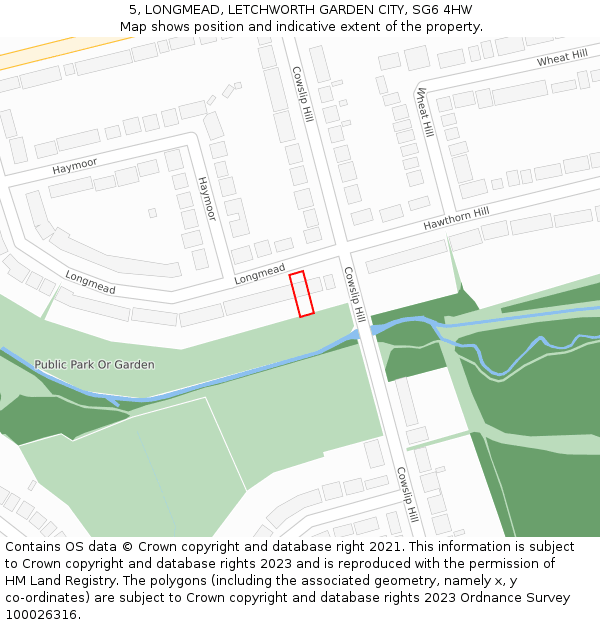 5, LONGMEAD, LETCHWORTH GARDEN CITY, SG6 4HW: Location map and indicative extent of plot