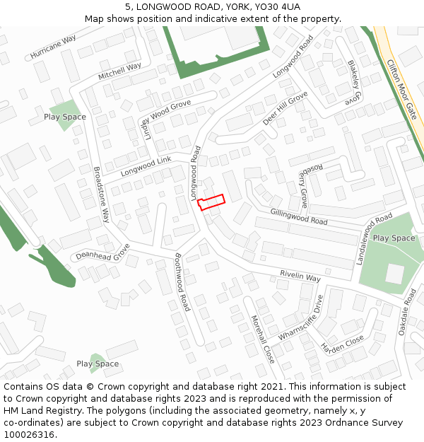 5, LONGWOOD ROAD, YORK, YO30 4UA: Location map and indicative extent of plot