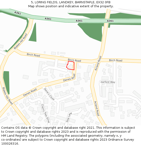 5, LORING FIELDS, LANDKEY, BARNSTAPLE, EX32 0FB: Location map and indicative extent of plot