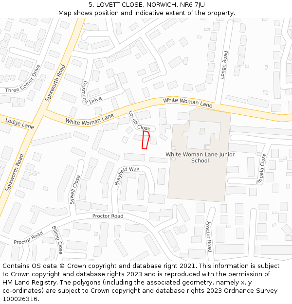 5, LOVETT CLOSE, NORWICH, NR6 7JU: Location map and indicative extent of plot