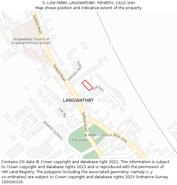5, LOW FARM, LANGWATHBY, PENRITH, CA10 1NH: Location map and indicative extent of plot