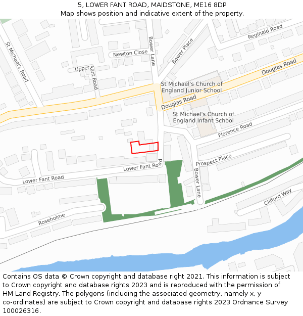 5, LOWER FANT ROAD, MAIDSTONE, ME16 8DP: Location map and indicative extent of plot