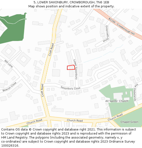 5, LOWER SAXONBURY, CROWBOROUGH, TN6 1EB: Location map and indicative extent of plot