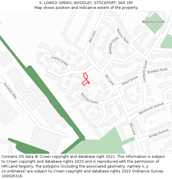 5, LOWICK GREEN, WOODLEY, STOCKPORT, SK6 1RY: Location map and indicative extent of plot