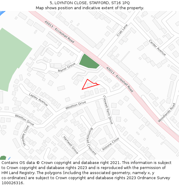 5, LOYNTON CLOSE, STAFFORD, ST16 1PQ: Location map and indicative extent of plot