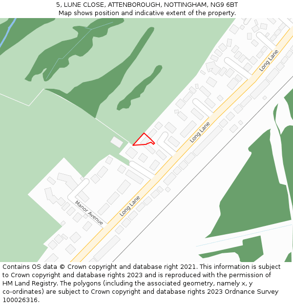 5, LUNE CLOSE, ATTENBOROUGH, NOTTINGHAM, NG9 6BT: Location map and indicative extent of plot