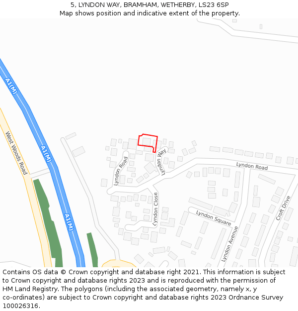 5, LYNDON WAY, BRAMHAM, WETHERBY, LS23 6SP: Location map and indicative extent of plot
