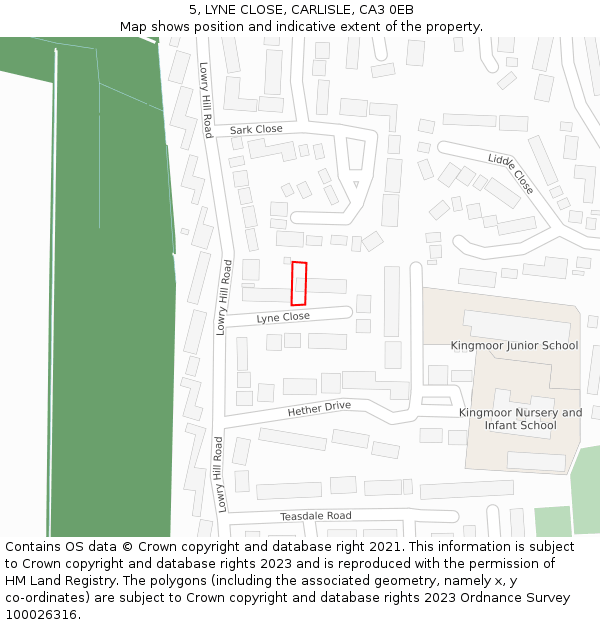 5, LYNE CLOSE, CARLISLE, CA3 0EB: Location map and indicative extent of plot