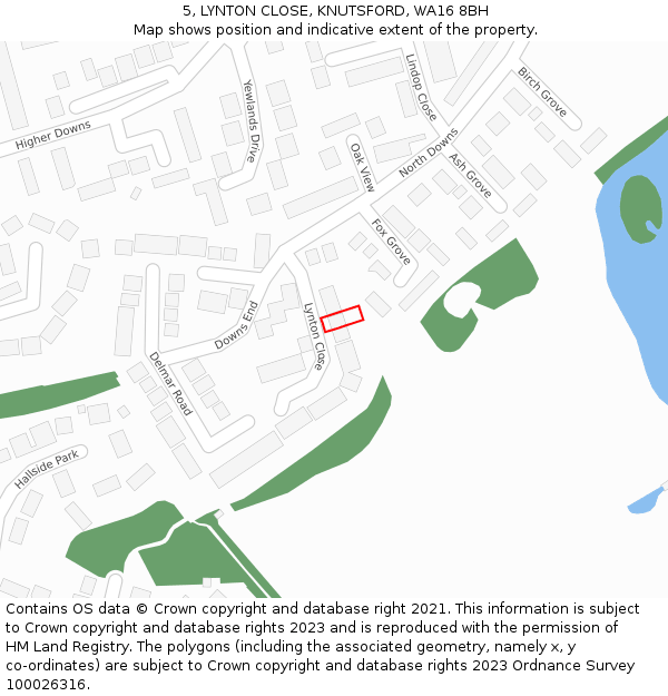 5, LYNTON CLOSE, KNUTSFORD, WA16 8BH: Location map and indicative extent of plot