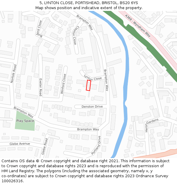 5, LYNTON CLOSE, PORTISHEAD, BRISTOL, BS20 6YS: Location map and indicative extent of plot