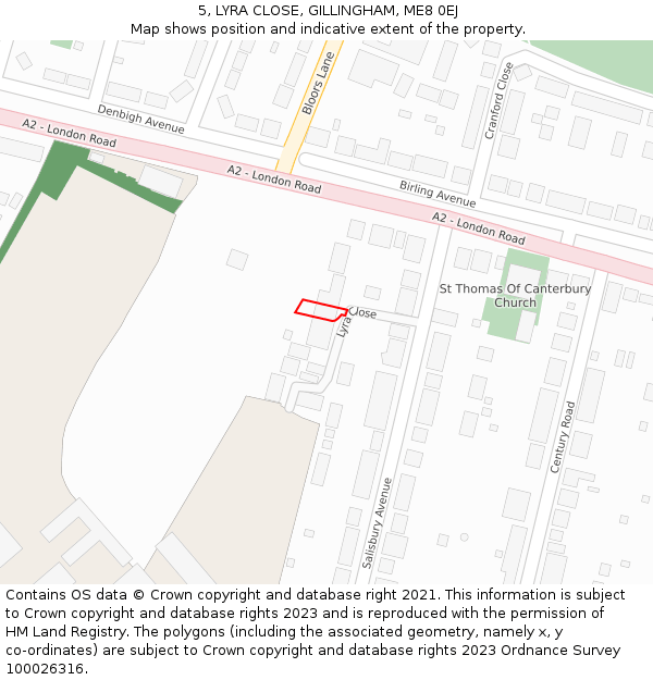 5, LYRA CLOSE, GILLINGHAM, ME8 0EJ: Location map and indicative extent of plot