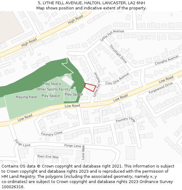 5, LYTHE FELL AVENUE, HALTON, LANCASTER, LA2 6NH: Location map and indicative extent of plot