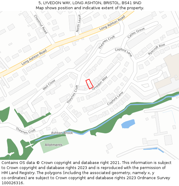 5, LYVEDON WAY, LONG ASHTON, BRISTOL, BS41 9ND: Location map and indicative extent of plot