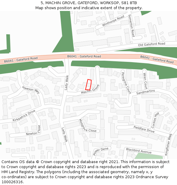5, MACHIN GROVE, GATEFORD, WORKSOP, S81 8TB: Location map and indicative extent of plot