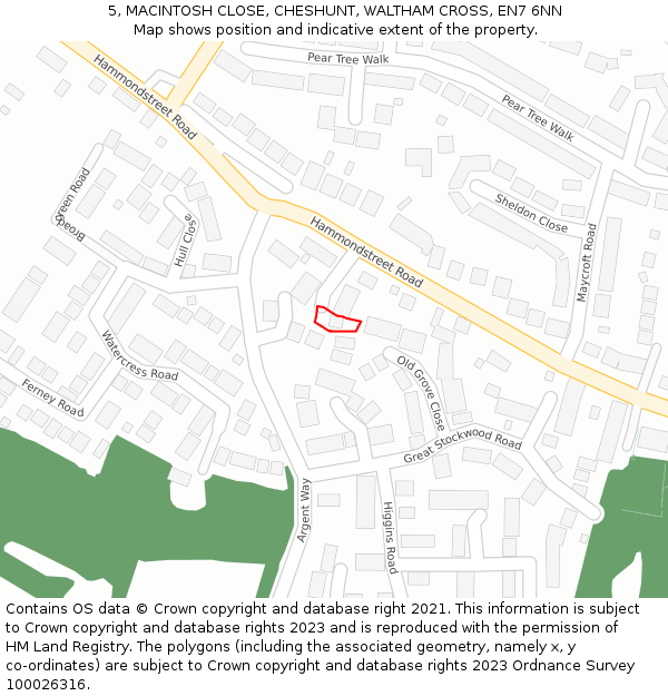 5, MACINTOSH CLOSE, CHESHUNT, WALTHAM CROSS, EN7 6NN: Location map and indicative extent of plot