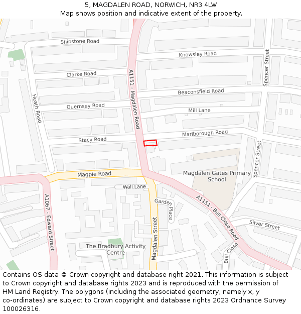 5, MAGDALEN ROAD, NORWICH, NR3 4LW: Location map and indicative extent of plot