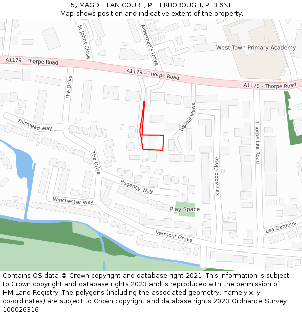 5, MAGDELLAN COURT, PETERBOROUGH, PE3 6NL: Location map and indicative extent of plot