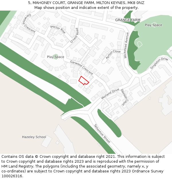 5, MAHONEY COURT, GRANGE FARM, MILTON KEYNES, MK8 0NZ: Location map and indicative extent of plot