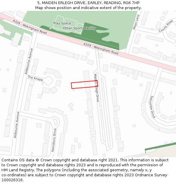 5, MAIDEN ERLEGH DRIVE, EARLEY, READING, RG6 7HP: Location map and indicative extent of plot