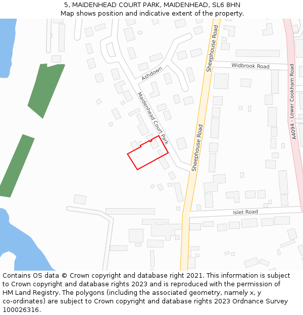 5, MAIDENHEAD COURT PARK, MAIDENHEAD, SL6 8HN: Location map and indicative extent of plot