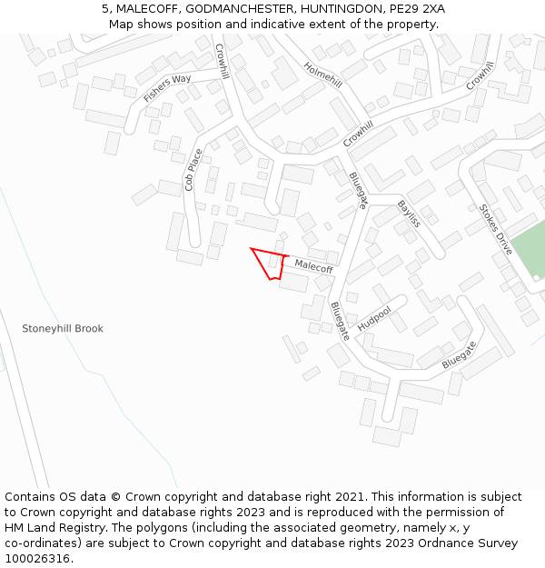 5, MALECOFF, GODMANCHESTER, HUNTINGDON, PE29 2XA: Location map and indicative extent of plot