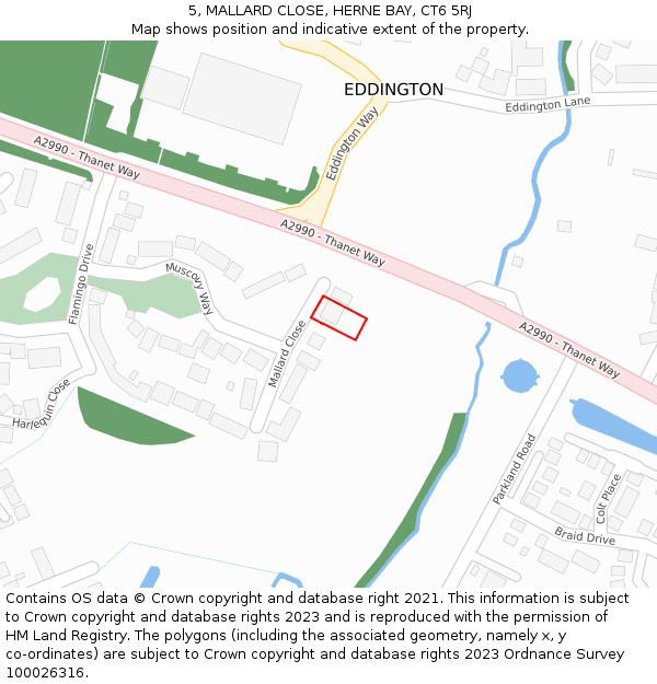 5, MALLARD CLOSE, HERNE BAY, CT6 5RJ: Location map and indicative extent of plot