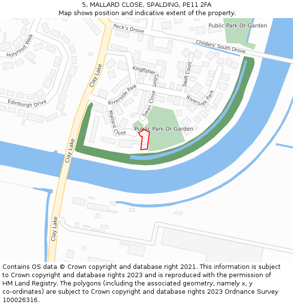 5, MALLARD CLOSE, SPALDING, PE11 2FA: Location map and indicative extent of plot