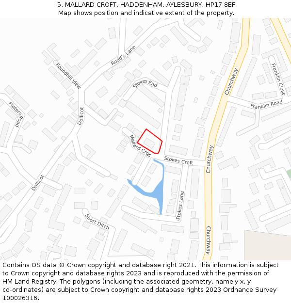 5, MALLARD CROFT, HADDENHAM, AYLESBURY, HP17 8EF: Location map and indicative extent of plot