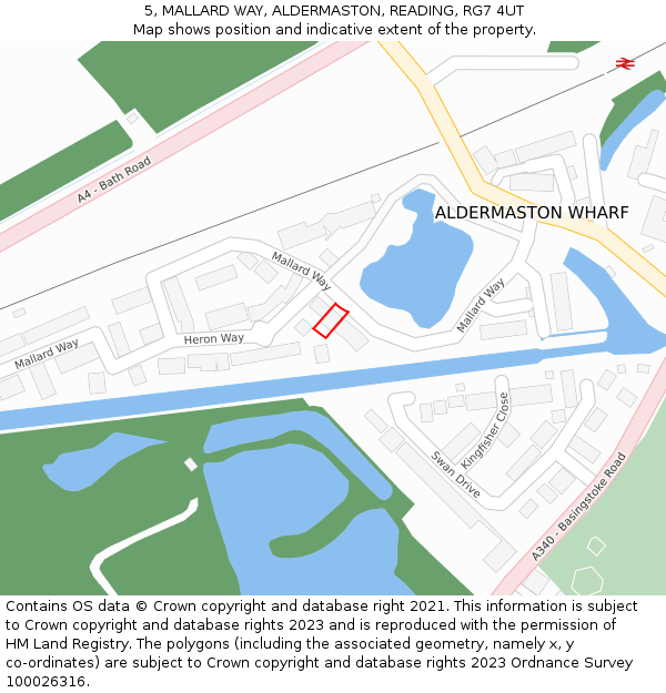 5, MALLARD WAY, ALDERMASTON, READING, RG7 4UT: Location map and indicative extent of plot