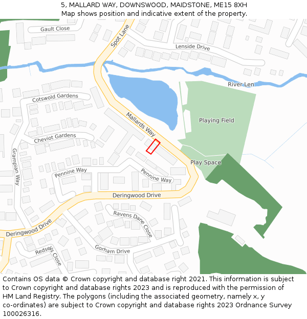 5, MALLARD WAY, DOWNSWOOD, MAIDSTONE, ME15 8XH: Location map and indicative extent of plot