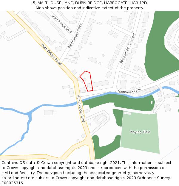 5, MALTHOUSE LANE, BURN BRIDGE, HARROGATE, HG3 1PD: Location map and indicative extent of plot