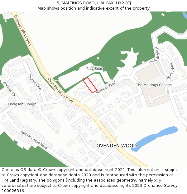 5, MALTINGS ROAD, HALIFAX, HX2 0TJ: Location map and indicative extent of plot