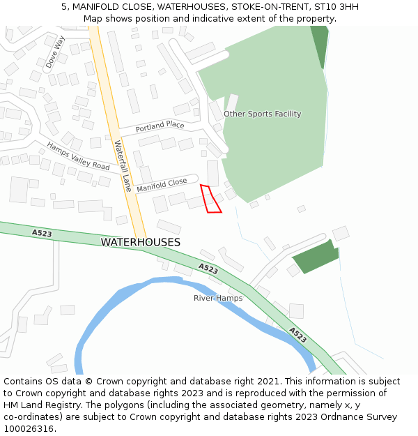 5, MANIFOLD CLOSE, WATERHOUSES, STOKE-ON-TRENT, ST10 3HH: Location map and indicative extent of plot