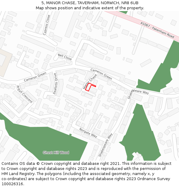 5, MANOR CHASE, TAVERHAM, NORWICH, NR8 6UB: Location map and indicative extent of plot