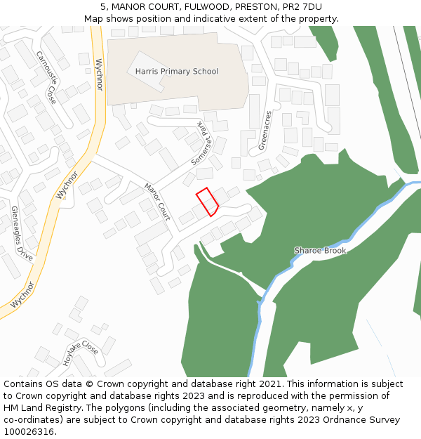 5, MANOR COURT, FULWOOD, PRESTON, PR2 7DU: Location map and indicative extent of plot