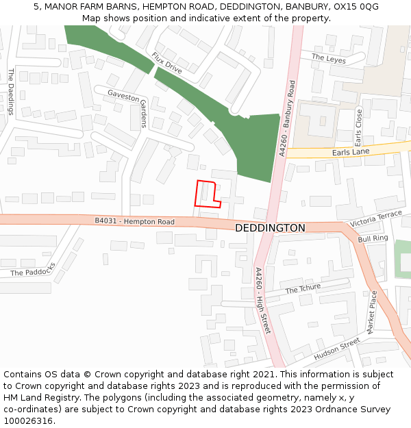 5, MANOR FARM BARNS, HEMPTON ROAD, DEDDINGTON, BANBURY, OX15 0QG: Location map and indicative extent of plot