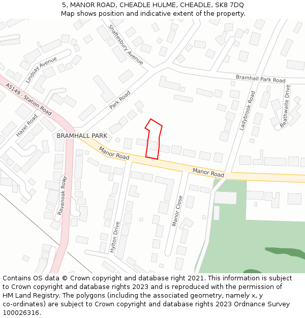 5, MANOR ROAD, CHEADLE HULME, CHEADLE, SK8 7DQ: Location map and indicative extent of plot