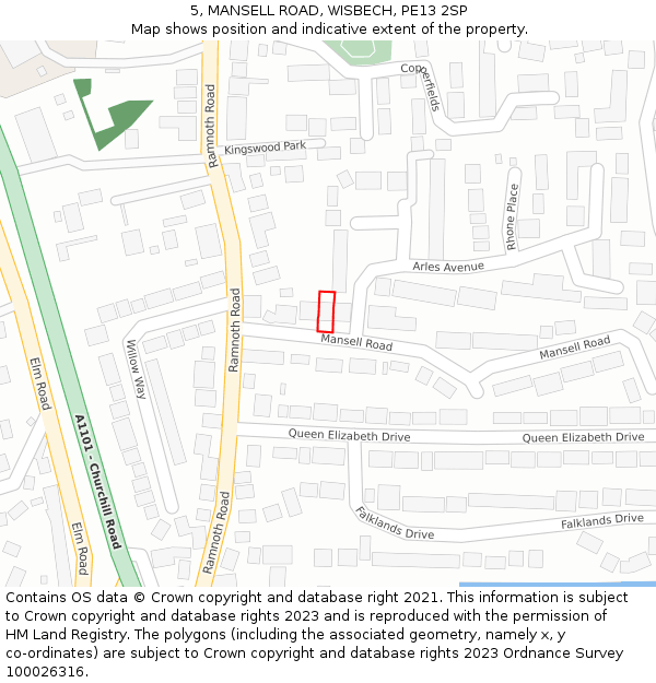 5, MANSELL ROAD, WISBECH, PE13 2SP: Location map and indicative extent of plot