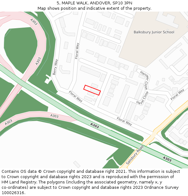 5, MAPLE WALK, ANDOVER, SP10 3PN: Location map and indicative extent of plot