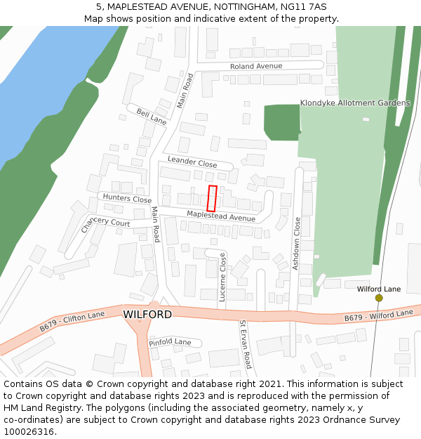 5, MAPLESTEAD AVENUE, NOTTINGHAM, NG11 7AS: Location map and indicative extent of plot